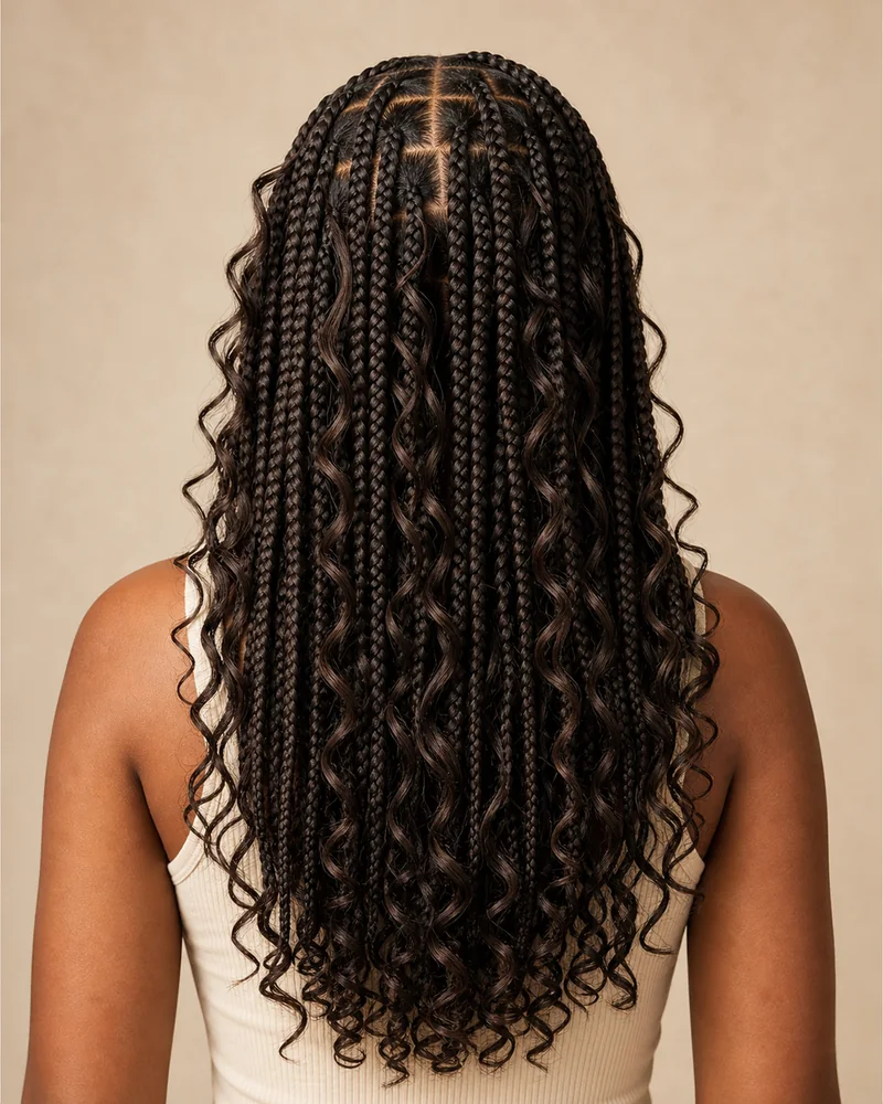 Boho braids combinadas con mechones rizados sueltos