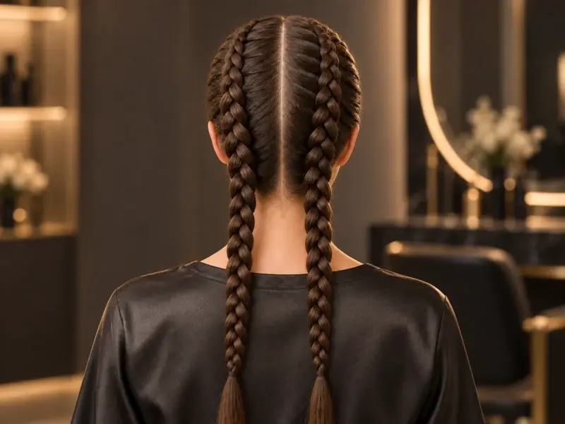 Dos trenzas de ra&iacute;z feed-in que aumentan de grosor gradualmente